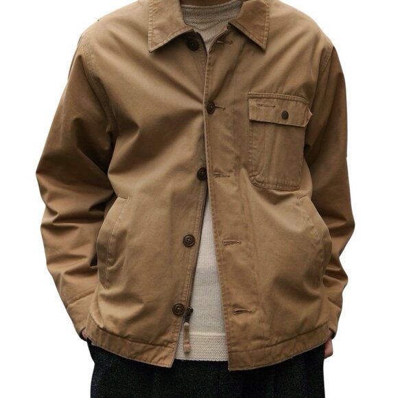 VTG 90s Y2K Chore Barn Coat Tan Work Wear Canvas Cotton Gap Jacket Mens Large - Picture 3 of 16